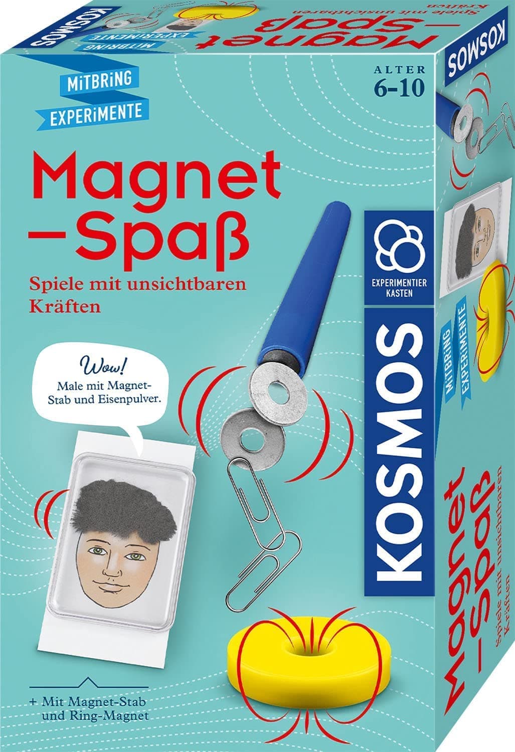 KOSMOS 658137 Magnet-Spaß, Entdecke in spannenden Experimenten spielerisch Magnetismus, mit Magnet-Stab und Ring-Magnet, Experimentierset für Kinder ab 6 bis 10 Jahre, Mitbringsel aktuelles Modell