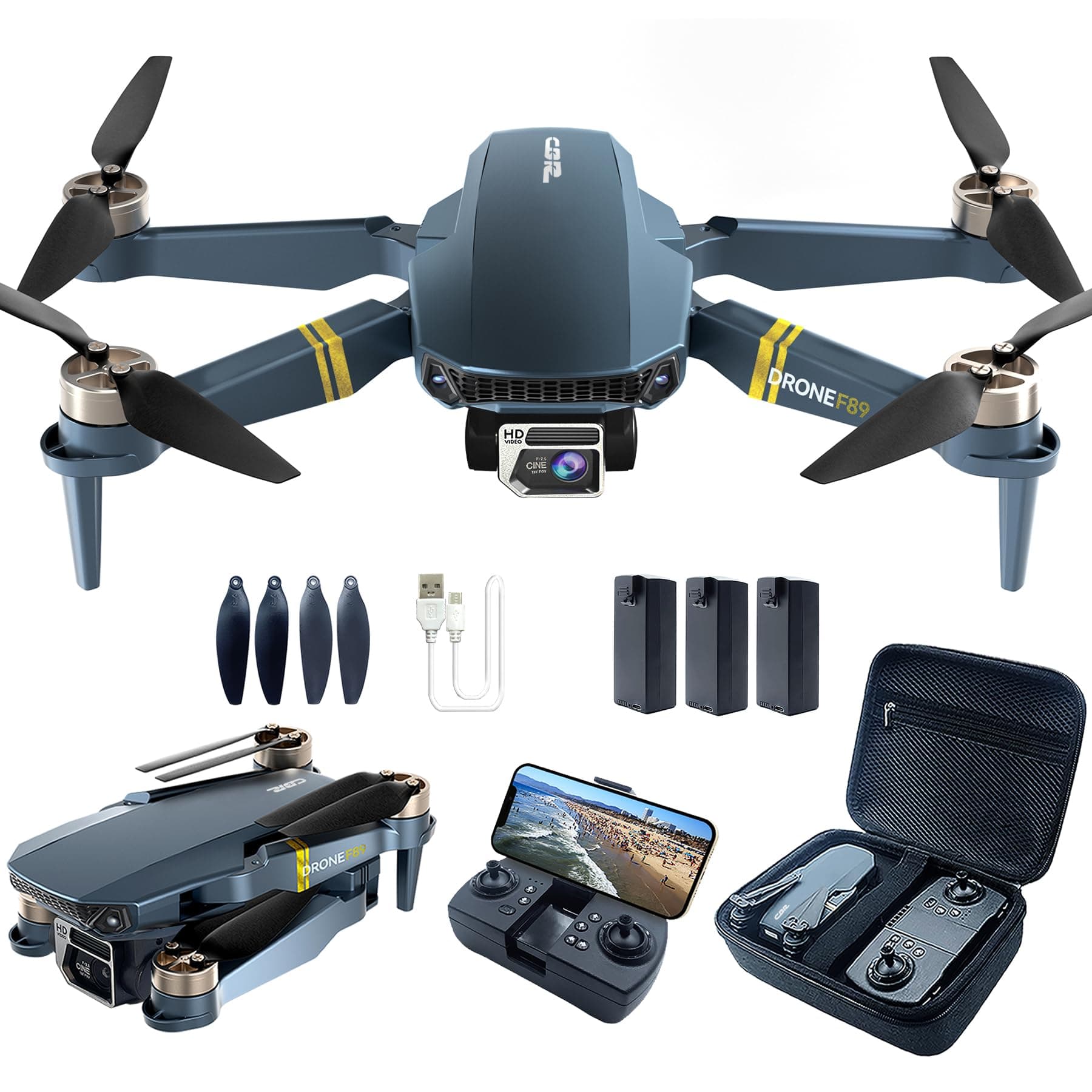 800 Meter Reichweite faltbare Drohne mit Kamera für Anfänger – 60+ Min. Flugzeit, WiFi FPV Quadrocopter mit 4K HD-Kamera, bürstenlosem Motor, Auto-Hover, Auto-Follow (3 Akkus) 1* Drone + Control Biolumineszierendes Tiefenblau Angebot bei HelloDeals