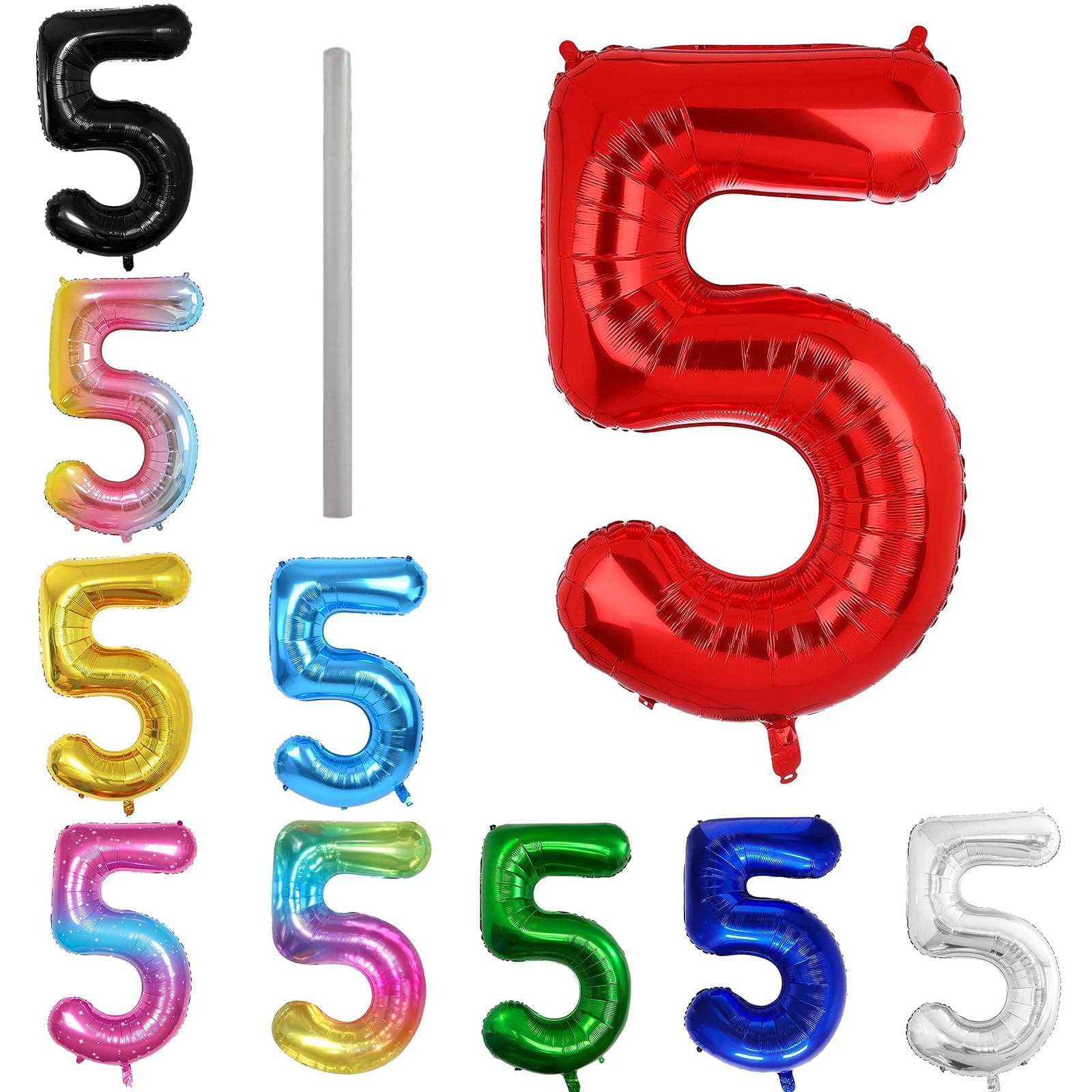 Geburtstag zahlen Luftballon 5 jahre-Rot XXL Jumbo Folienballon 40 Zoll – 101 cm Luftballons 5 Geburtstag Junge Mädchen Babyparty Geburtstagsdeko Jubiläumsparty Dekoration Rot 5