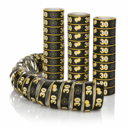 FunX Luftschlangen 30. Geburtstag 3er Pack - Gold Schwarze Party Deko und Tischdeko für Mann oder Frau - Ideal für den Geburtstagstisch Angebot bei HelloDeals