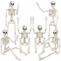 DIYDEC 6 Stück Halloween Deko Skelett, 40cm Ganzkörper Mini Hängende Skelett mit beweglichen Gelenken für Halloween Hause Party Garten Outdoor Dekoration Angebot bei HelloDeals