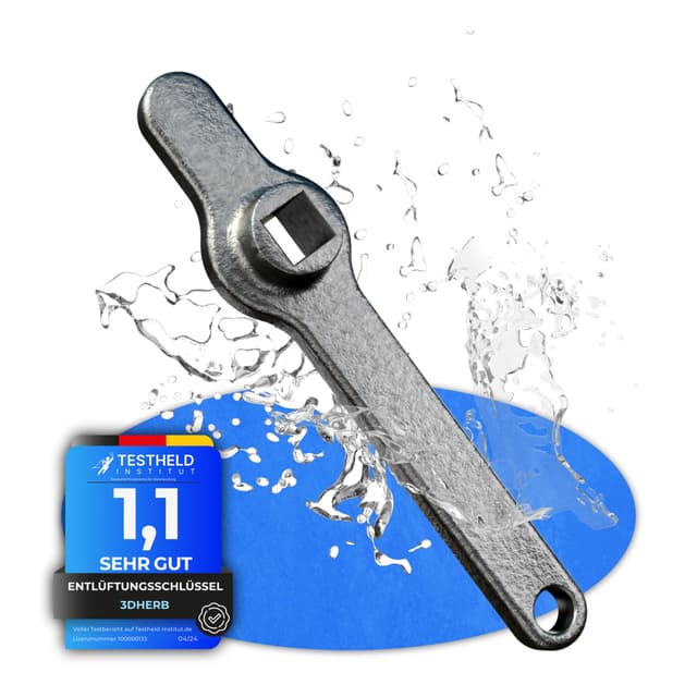 3DHerb Entlüftungsschlüssel, Edelstahl Heizungsschlüssel, Heizkörper Entlüftungsgriff, Vierkantschlüssel, Heizung entlüften, aus hochwertigem Edelstahl - DAS ORIGINAL - 1