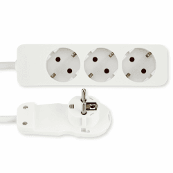 REV Steckdosenleiste SMART - Mehrfachsteckdose 3-Fach mit Flachstecker - ideal für die Verwendung hinter Möbel, Kabel 2m, max. 3680W, weiß Weiß 2m 3-fach - ohne Schalter