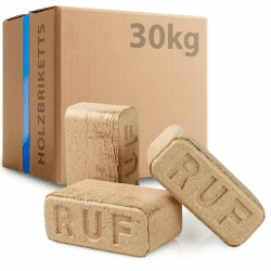 30kg RUF Hartholz Briketts Buche & Eiche Holz - Nachhaltige Holzbriketts ohne Bindemittel, ohne chemische Zusätze, CO2-neutral, hohe Wärmeleistung, für Kamin, Kachelofen, Ofen, Grill und Feuerschalen Angebot bei HelloDeals