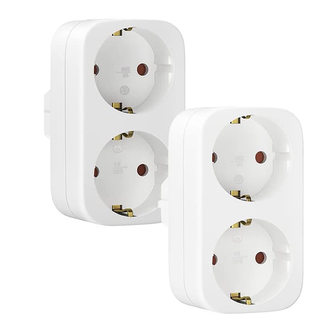 Doppelstecker für Steckdose, 2 Stück Steckdosenadapter, Mehrfachstecker für Küche Büro