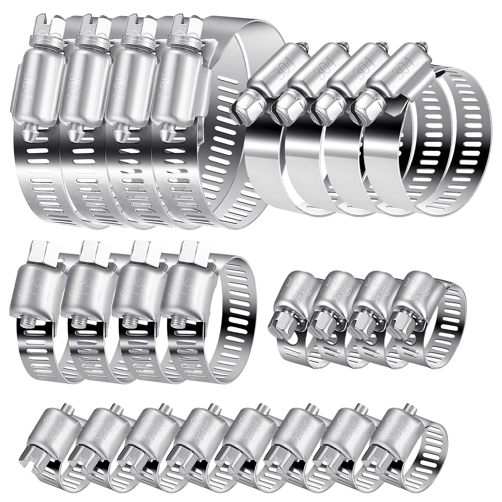 20 Stk Schlauchschellen Set, Einstellbare 6–51 mm Rohrschellen Edelstahl 304, Schlauchbinder Schlauchklemme Schraubzwingen für Haus Rohr Pool Waschmaschine Garten Angebot bei HelloDeals