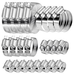 20 Stk Schlauchschellen Set, Einstellbare 6–51 mm Rohrschellen Edelstahl 304, Schlauchbinder Schlauchklemme Schraubzwingen für Haus Rohr Pool Waschmaschine Garten