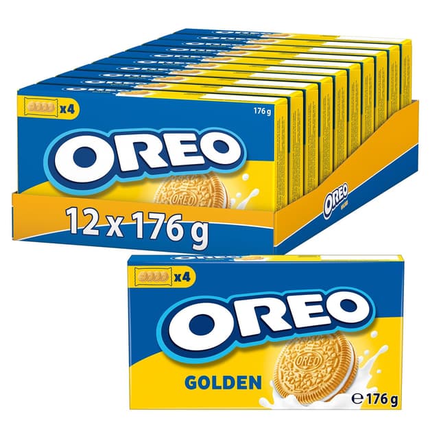 OREO Golden – Knusprige goldgelb gebackene Weizenkekse mit Crèmefüllung mit Vanillegeschmack – 12 x 176g