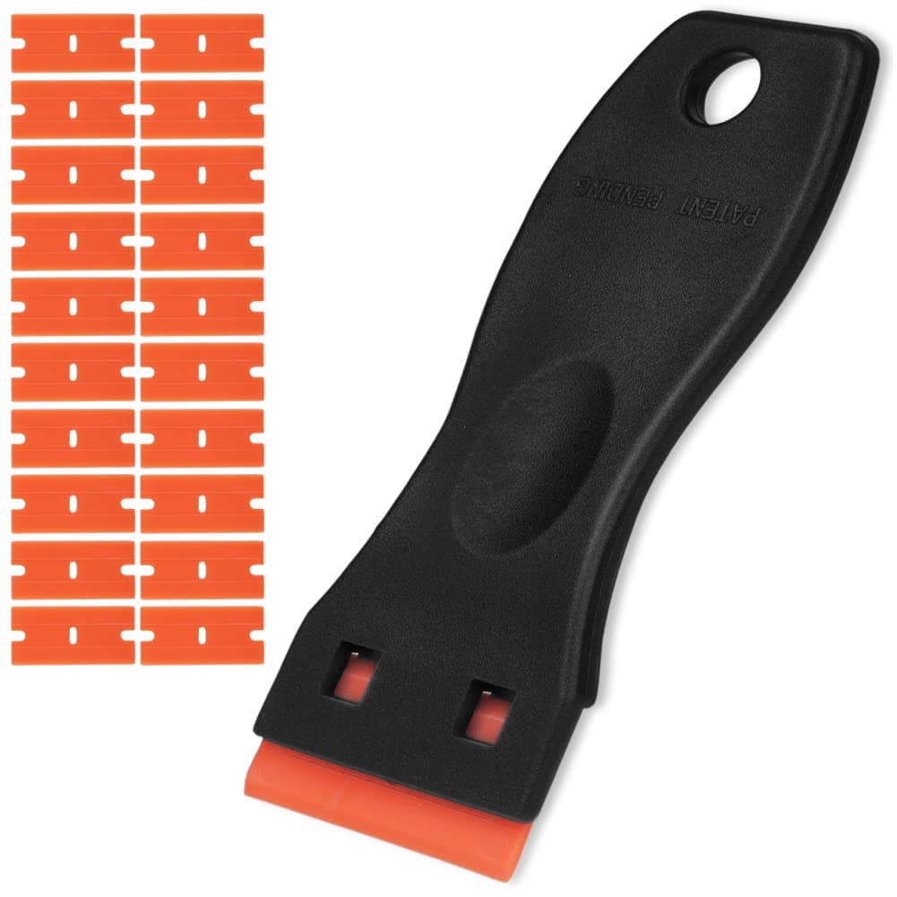 Flintronic Schaber, Mini Kunststoff Schaber mit 20 Kunststoff Klingen, Plastikspachtel, Plastik schaber für Klebereste Entferner, klebstoffentferner, Gadom Kochfeld Kratzer, Kleberentferner, Schwarz #3 Schwarz 1 Stück Angebot bei HelloDeals