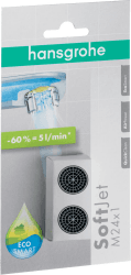 hansgrohe wassersparender Luftsprudler Wasserhahn, mit Durchflussbegrenzer 5 l/min, 2 Stück, M24x1, Strahlregler, Perlator für Wasserhähne, 13182000 Durchfluss 5 l/min / Verpackung 1 Angebot bei HelloDeals