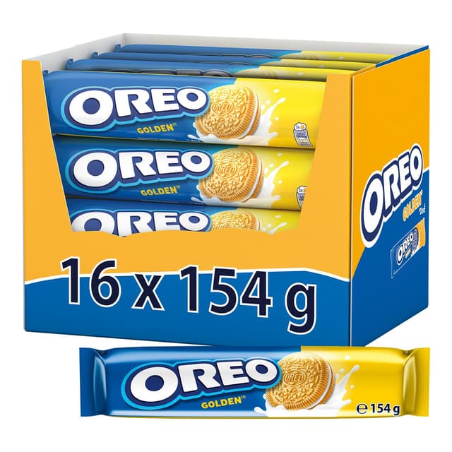OREO Golden – Knusprige goldgelb gebackene Weizenkekse mit Crèmefüllung mit Vanillegeschmack – 16 x 154g