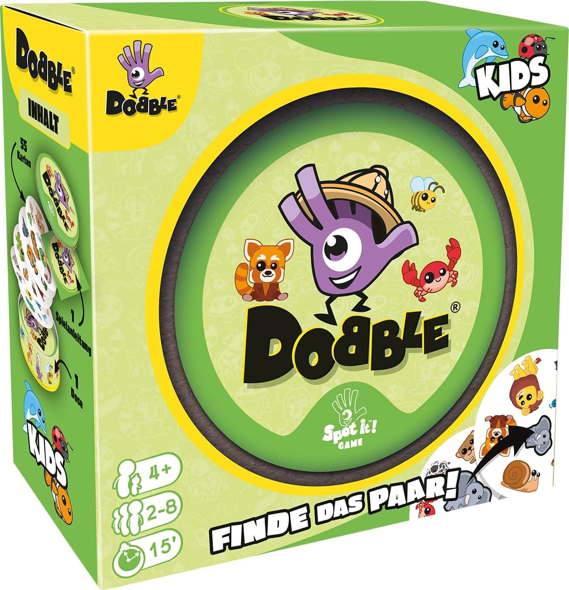 Zygomatic, Dobble Kids, Eco-Sleeves, Kinderspiel, Kartenspiel, 2-8 Spieler, Ab 4+ Jahren, 15 Minuten, Deutsch Dobble Kids (Eco-Sleeve).1 Angebot bei HelloDeals
