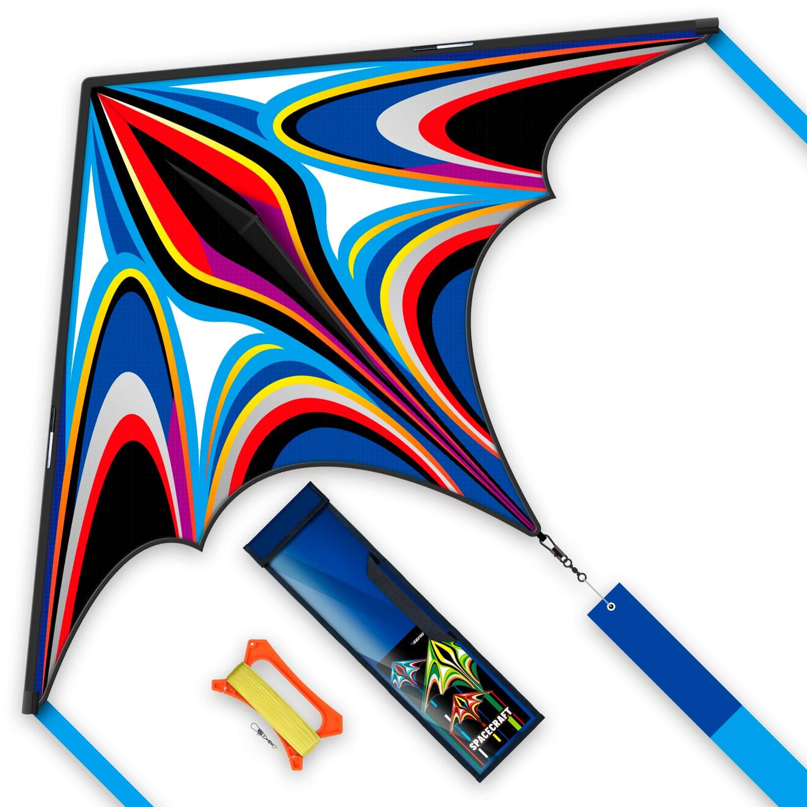 SGftre Großer Delta-Leichter Winddrachen für Kinder & Erwachsene, Einfach Steuern am Strand oder Outdoor – Ideal für Familien-Spaß 1.4M Power Triancle-Blue Angebot bei HelloDeals