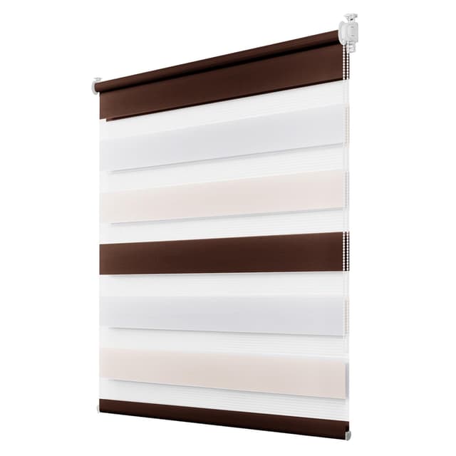 Deswell Doppelrollo Klemmfix ohne Bohren Weiß-beige-braun B80 x H150 cm (Stoffbreite 76cm) Rollos für Fenster ohne Bohren für Fenster mit Lichtdurchlässig & Verdunkelnd/Höhe Stufenlos Verstellbar B80 x H150 cm Weiß-beige-braun