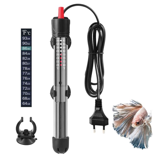 FEDOUR 100W 40-120L Aquarium Heizung, Verdicktes Quarzglas Aquarienheizer, Temperatur Einstellbare Aquarium Heizer Mit Saugnäpfen/Thermostat