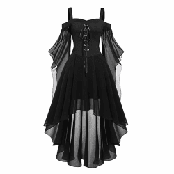 Halloween Kostüm Damen Gothic Kleid Kurz｜Mittelalter Gebundene Taille Hexenkostüm｜Vampir Renaissance Trompetenärmel Korsett｜Erwachsene Karneval Steampunk Barock｜Schwarz Plus Size​ A01 Schwarz M Angebot bei HelloDeals