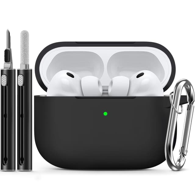 Inesore Compatible with AirPods Pro 3 Hülle(2025) with Cleaning Kit, Silicone Protective Case Cover for Apple Air Pod Pro 3rd,Unisex Design - Black AirPods Pro 3 0-Black