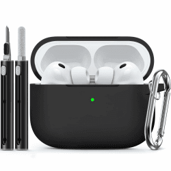 Inesore Compatible with AirPods Pro 3 Hülle(2025) with Cleaning Kit, Silicone Protective Case Cover for Apple Air Pod Pro 3rd,Unisex Design - Black AirPods Pro 3 0-Black Angebot bei HelloDeals