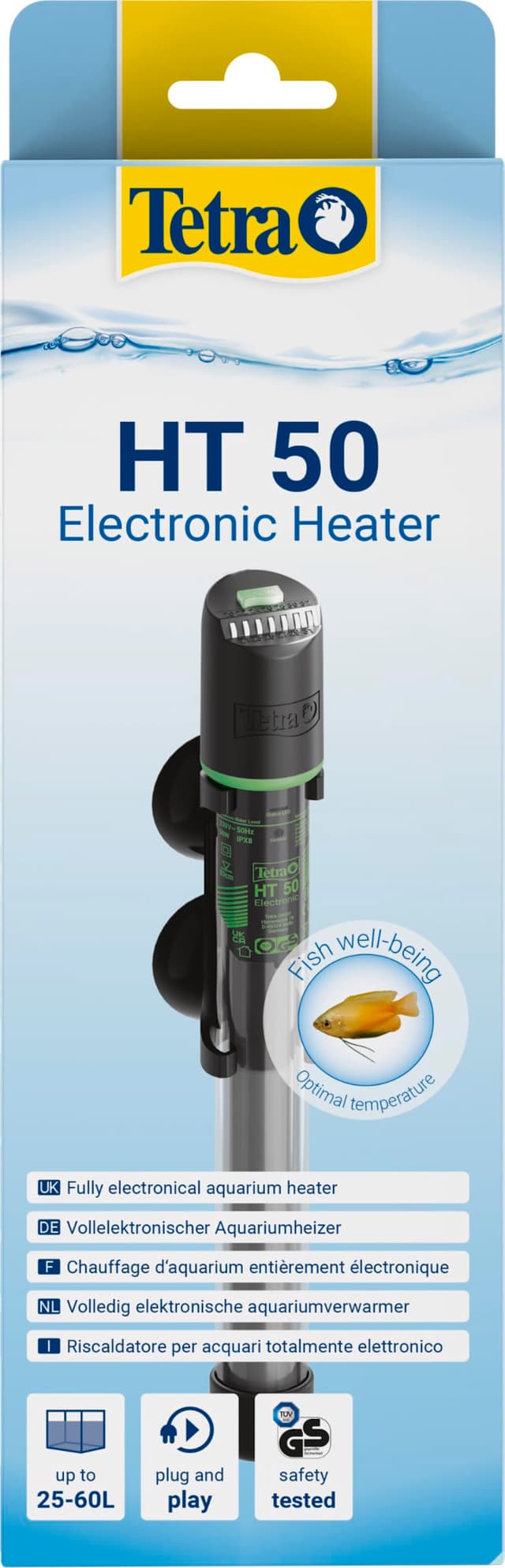 Tetra HT 50 Heizer für 25-60 L Aquarien - leistungsstarker Aquarienheizer zur Abdeckung unterschiedlicher Leistungsstufen mit Temperatureinstellknopf 50 W Electronic