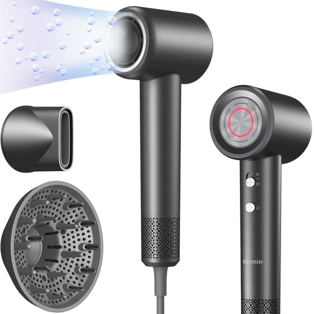 Ailomie Haartrockner, 200 Mio. Ionen föhn mit Diffusor, 110,000 U/min Bürstenloser Motor, 1600W, 59dB, Fön Klein für Reise, 2 Jahre Garantie