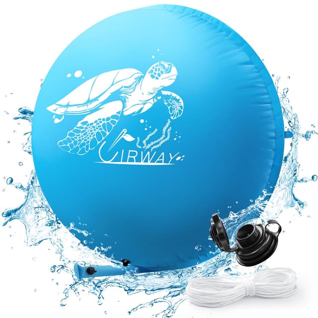 UIRWAY Poolkissen Winter XXL | Poolkissen Rund 5m mit Doppelnaht | Luftkissen Pool Winter inkl. Reparaturkit & Der Verlängerte LuftfüLlstutzen | Pool Kissen ÜBerwinterung | Winterkissen mit 15m Seil 500cm (Rund)