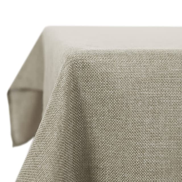 Deconovo Leinenoptik Tischdecke Outdoor Wetterfest Wasserabweisend Tischwäsche Lotuseffekt Abwaschbar Tischtuch für Esszimmer, Küche, Balkon, Garten 178x132 cm Leinen 178 x 132 cm (Rechteckig) Leinen