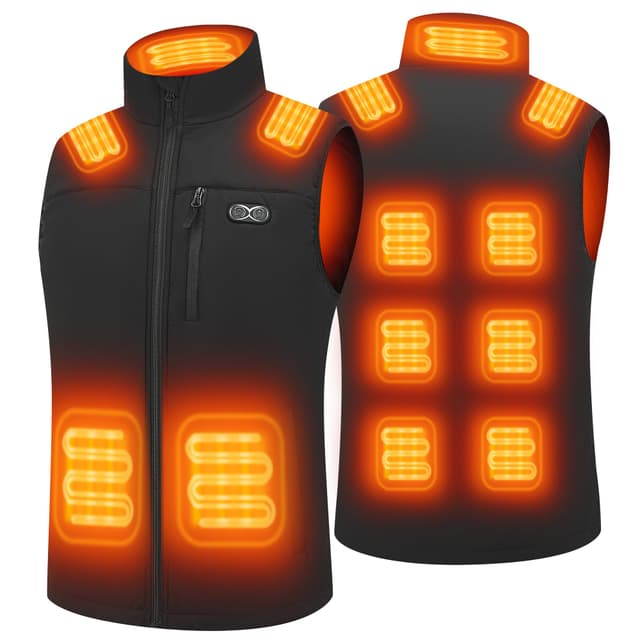 Techstuph Beheizbare Weste Herren mit 3 Einstellbar Temperatur 11 Heizzonen Heizweste Damen Beheizbare Jacke Maximale Temperatur 141°F (Ohne akku) XL Schwarz