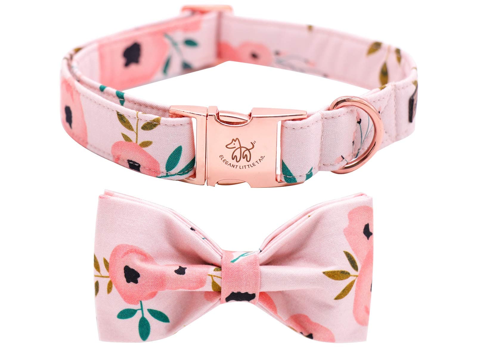 Elegant little tail Hundehalsband, Komfortables Hundehalsband mit Schleife, Rosa Blumenmädchenhalsband Verstellbare Hundehalsbänder für kleine, mittlere und große Hunde M pinke Blume