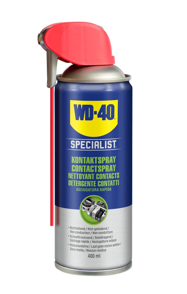 WD-40 Specialist Kontaktspray 400 ml – Antistatischer Reiniger für Elektronik, entfernt Feuchtigkeit, Schmutz & Öl, für bessere Leitfähigkeit, rückstandsfreie Reinigung & Schutz vor Kurzschlüssen 400ml