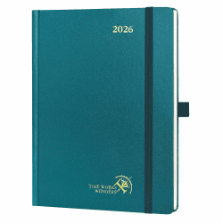 POPRUN Kalender 2026 Buchkalender 22 x 16,5 cm, 12-Monate-Terminplaner (Jan.2026-Dez.2026), Wochenplaner 2026 Hardcover mit Innentasche - Pazifikgrün Pazifikgrün Medium-22 x 16,5 cm