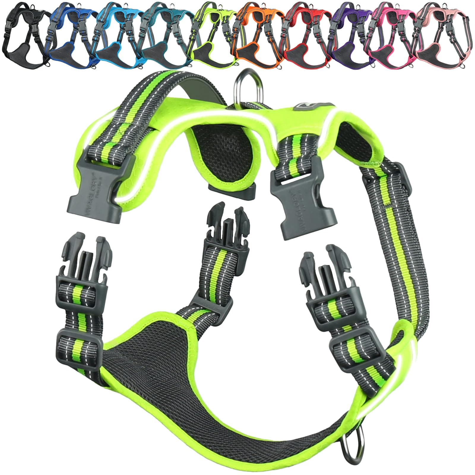 VIVAGLORY Easewalk Hundegeschirr, Anti Zug Hundegeschirr für Training & Spazieren, Anti Zieh Geschirr Welpengeschirr Mit Griff, Ausbruchsicher & Non-Stop Anti-Zug für Welpe Hunde, XS, Leuchtendgelb Leuchtendgelb XS: 25-51cm (Brustkorbumfang)