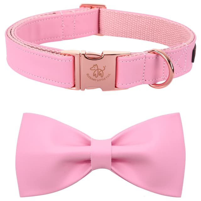 Elegant little tail Hundehalsband mit Schleife - Pink Hundehalsband mit Schleife Premium-Halsband Mädchen Jungen Hundehalsband Niedliches Hundehalsband für mittelgroße Hunde Medium (Pack of 1) Pink