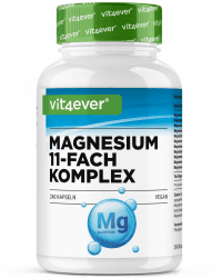 Magnesium Komplex - 240 Kapseln - Aus 11 hochwertigen Verbindungen - 408 mg elementares Magnesium pro Tagesdosis - Hochdosiert - Vegan