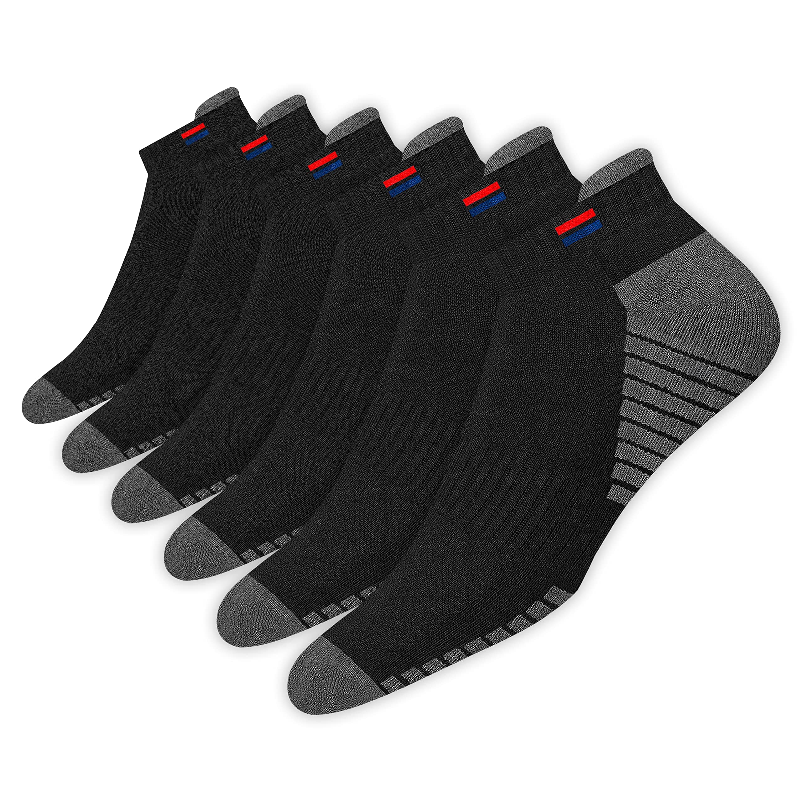NAVYSPORT 6 Paar Sneaker Socken Herren Damen Sportsocken Baumwoll Kurze Socken 35-38 Schwarz (6 Paar)