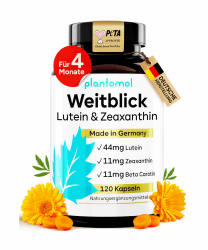Lutein Zeaxanthin Kapseln - Augenvitamine hochdosiert mit 44mg Lutein + 11mg Zeaxanthin + 11mg Beta Carotin - 4 Monatsvorrat Augen Kapseln - Weitblick
