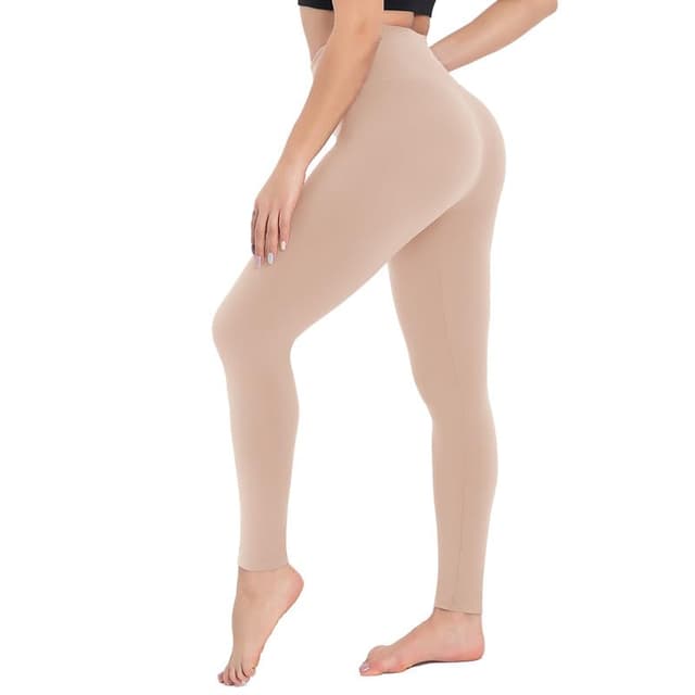 CAMPSNAIL Leggings Damen High Waist Blickdicht Leggins für Sport Yoga Gym Hohe Taille L-XL Beige