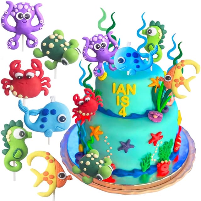 YGCHEN Meerestier Tortendeko Ozean Tiere Figuren Geburtstag Kuchen Dekoration Unterwasserwelt Kuchendeko Meer Themen Kindergeburtstag Baby Shower 13 Stück