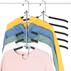 2 Pack Kleiderbügel Platzsparende Kleiderbügel für Kleidung- Upgrade rutschfeste Kleiderbügel mehrere Schichten Closet Organizer und Lagerung für Mantel, Hosen, Schal, Krawatte Cxeuhk022bk2