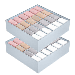 hinrey 2 Stück Aufbewahrungsboxen für Socken und Unterwäsche, 24 Zellen Schublade Organizer 2 Stück 24zellen
