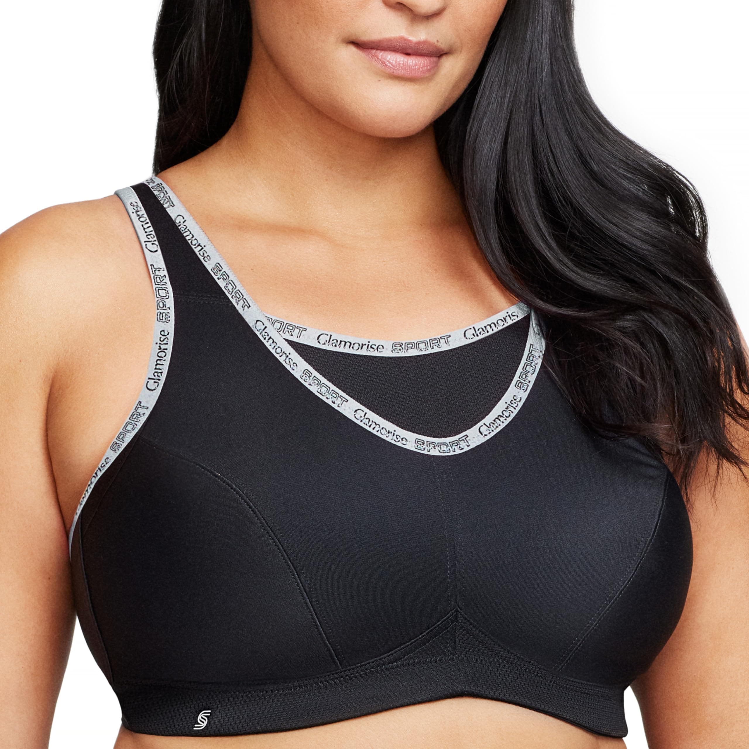 Glamorise Damen Bustier BH mit Perfektem Halt Sports Bra, Undurchsichtige 105G Schwarz