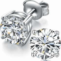 jiamiaoi 18 Karat Weißgold plattiert Glänzend Ohrringe Silber 925 Stecker, 4mm-8mm 4A+ Zirkonia Ohrstecker Herz Ohrringe Fur Damen Herren G-Swarovski Krystal 6mm(0.9 Ct)