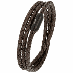 Simaru Lederarmband Herren Made in Germany, Wickelarmband aus Leder mit Edelstahl-Magnetverschluss, Premium Armband (L-XL, Braun) L - XL Handgelenkumfang - von 17,5 - 19cm Braun