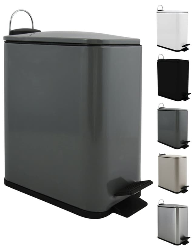 Spirella Kosmetikeimer 5 Liter Edelstahl mit Absenkautomatik und Inneneimer Erik Badezimmer Mülleimer Softclose Abfalleimer anthrazit, Gris Mat, 5 litres