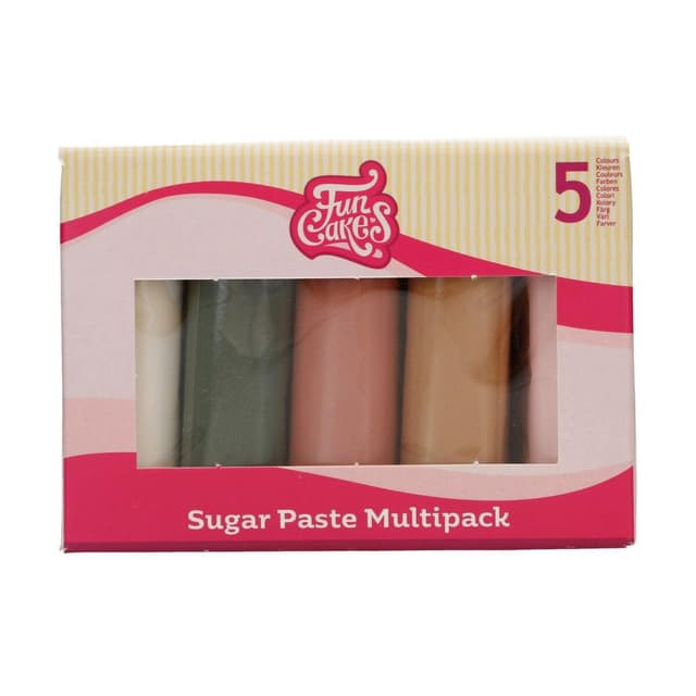 FunCakes Fondant Multipack Einfach zu verwenden, glatt, flexibel, weich und biegsam, perfekt zum Dekorieren von Kuchen, Halal, koscher und glutenfrei. 5 Farben, 5 x 100 g, Shimmering Garden