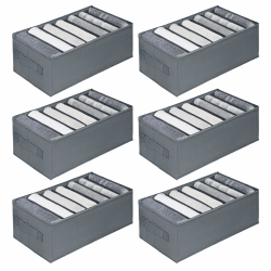 kiximay 6 er Set Schubladen Organizer Schrank Kleiderschrank Aufbewahrungsbox - Wickeltisch Schubladen Ordnungssystem für Garderobe Schlafzimmer für Kleidung, Kinderkleidung, Socken, Unterwäsche 6 Stück (34*17*12cm | 7 Fächer)