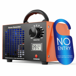 Ozongenerator - 60000 mg/H Ozongerät bis zu 320 ㎡ mit Temperatur- und Feuchtigkeitsanzeige, 120-Minuten-Timer, O3 Ozon Luftreiniger für Auto Garagen Wohnung Hotels Küche Haustiere, Reinigen Gerüche