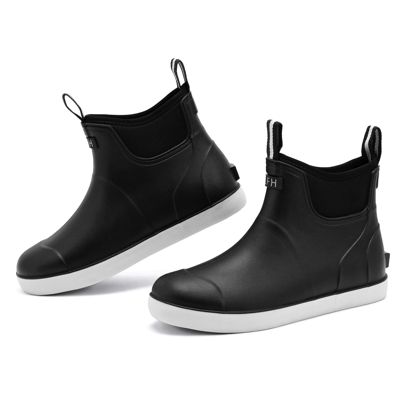 Rumkok Gummistiefel Herren Halbhoch, Grundlegend Wasserdicht Atmungsaktiv Stiefeletten, Anti-Rutsch Mode PVC Schwarz Chelsea-Stiefel, Gummistiefel Herren 44 EU Schwarz