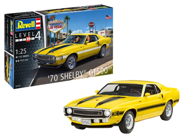 Revell Modellbau, '70 Shelby Mustang GT500, Bausatz, Maßstab 1:25, 120 Teile, Bastelset ab 12 Jahren, Detailgetreues Modell, Sportwagen, Authentische Nachbildung