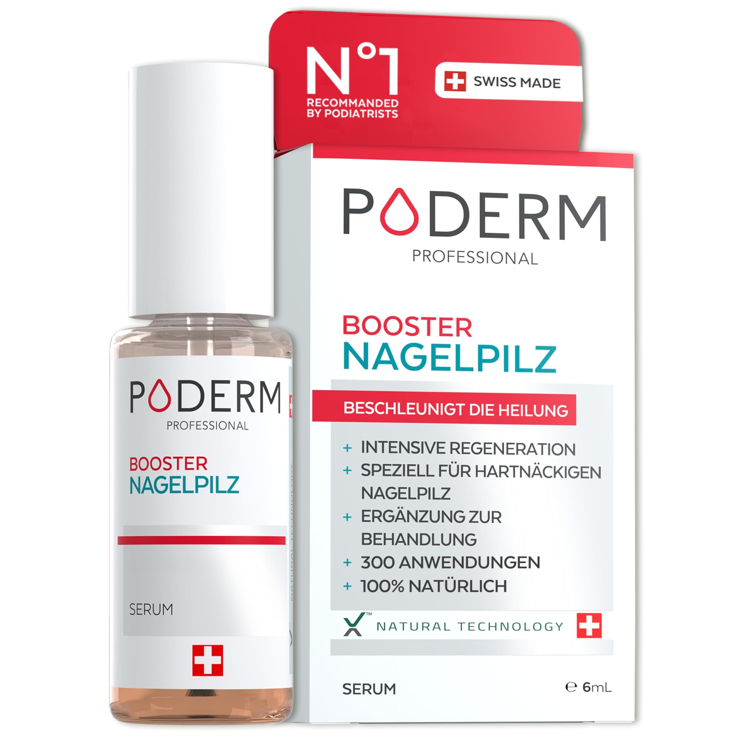 PODERM - BOOSTER GEGEN - Ergänzt die Behandlung von hartnäckigen - Halbiert die Behandlungszeit - Nicht einzeln anwenden - Swiss Made - PODERM