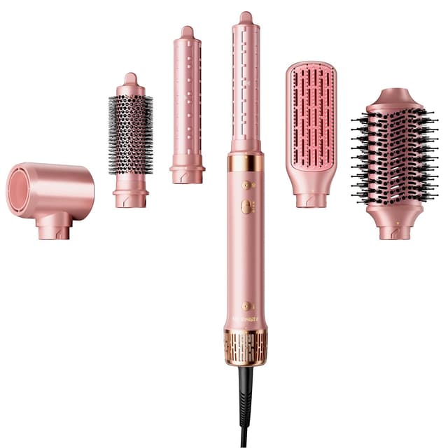 Airstyler 6-in-1, High Speed Ionen Föhn & Multifunktionaler Hairstyler, Auto-Wrap Lockenstab automatisch für alle Haartypen, Keine Hitzeschäden Warmluftbürste, Styling, Volumisieren, Locken, Glätte Roséfarben